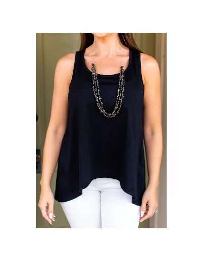 Black Sleeveless Hi Low Hem Tank Top